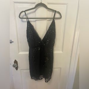 Super down black sequin dress